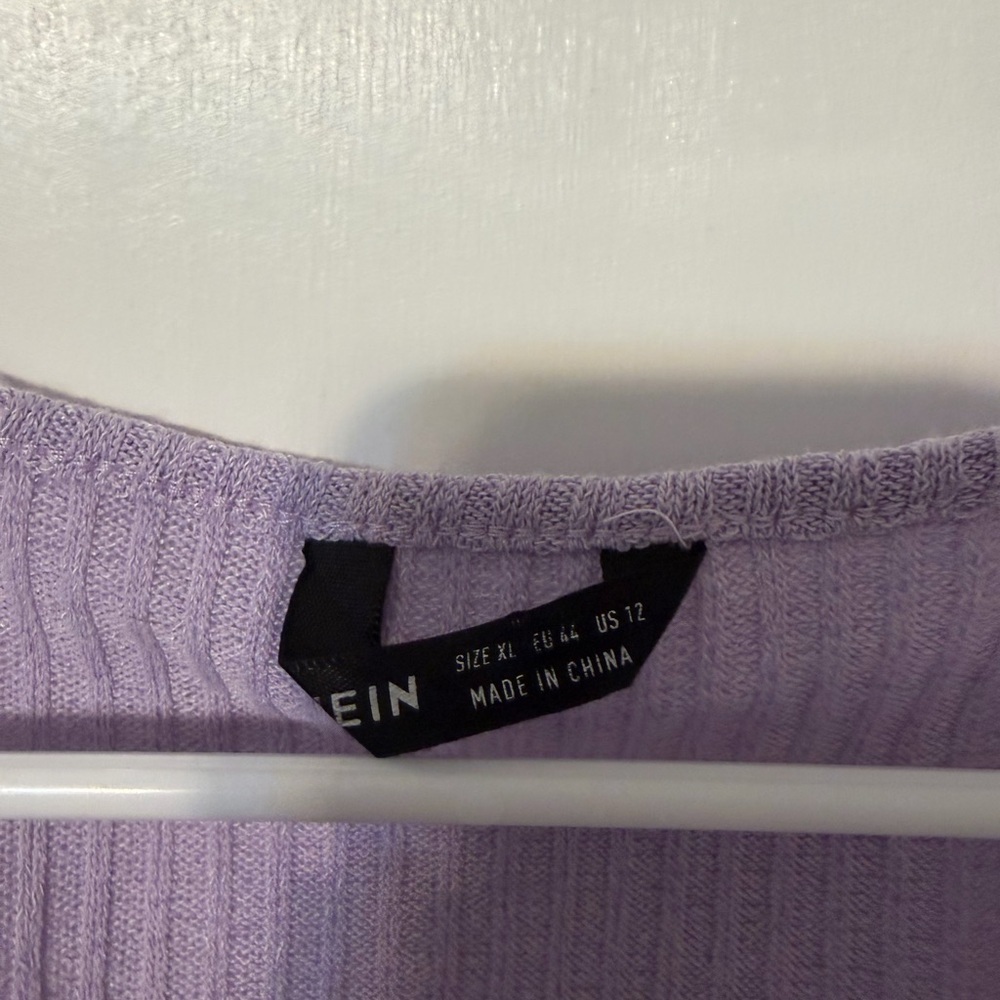 SHEIN Purple Ribbed Crop Top with Ruffle Edges - Picture 2 of 3